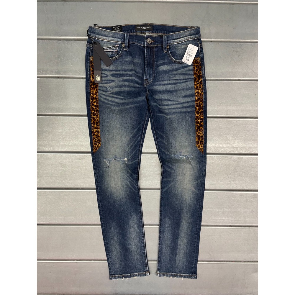 NWT Cult of Individuality Punk Super‎ Skinny Jeans 36x32 (Actual 34x31) Cheetah